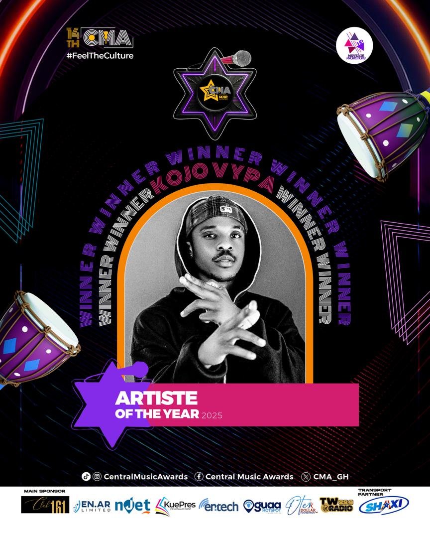 14th Central Music Awards: Kojo Vypa Crowned Overall Artiste Of The Year